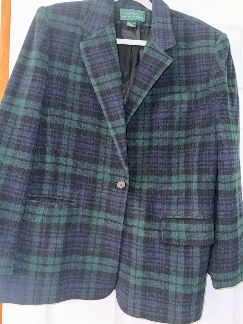 Lauren Ralph Lauren Black and Green Plaid Blazer - Picture 2 of 4